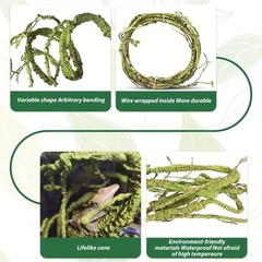 7 PCS Reptile Plants Vine, Terrarium Hanging Flexible Climbing Artificial Lea…