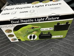 Aiicioo Dual Reptile Light Fixture – Bearded Dragon Light Fixture Double Reptile
