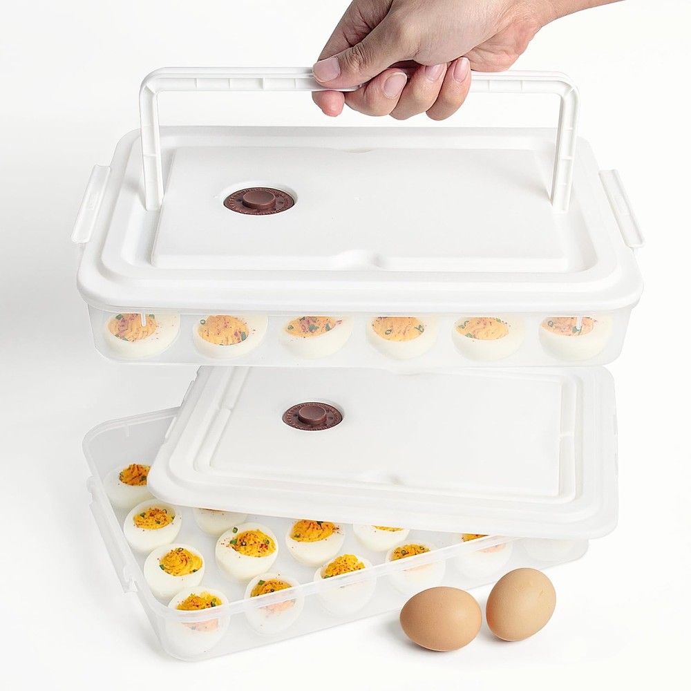 77L Deviled Egg Containers with Lid, (Set of 2), Plastic Deviled Egg Carrier …