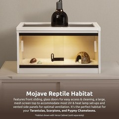 Glass Front Reptile Habitat Enclosure, Easy to Clean Design–