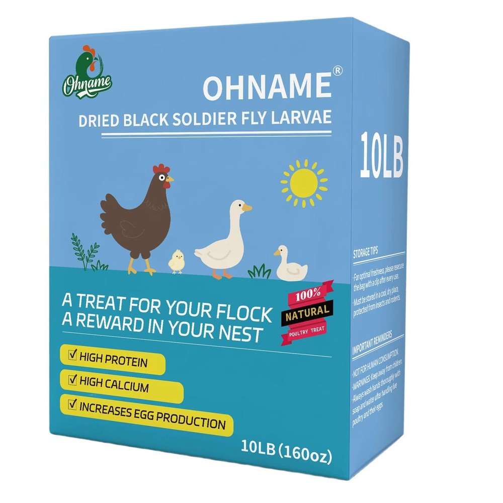OHNAME 10LB Dried Black Soldier Fly Larvae for Chickens 10 Pound (Pack of 1)