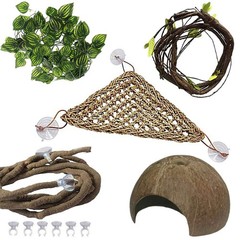 Bearded Dragon Tank Accessories,Lizard Habitat Hammock Reptile Natural Coconu…