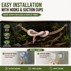 Snake Enclosure Accessories, Reptile Climbing Toy with Suction Cups and Hooks fo