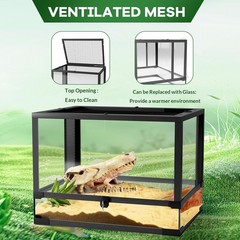 34 Gal Reptile Terrarium Glass,Stackable Tank with Front Doors & Waterproof Base