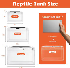 Reptile Terrarium Tank and Reptile Tank 15X8X10In Versatile Enclosure for Leopar