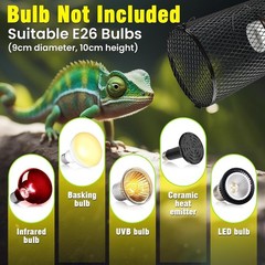 2Pack Reptile Heat Lamp Guard with 150W E26 Ceramic Lamp Holder,Anti Scald Mesh