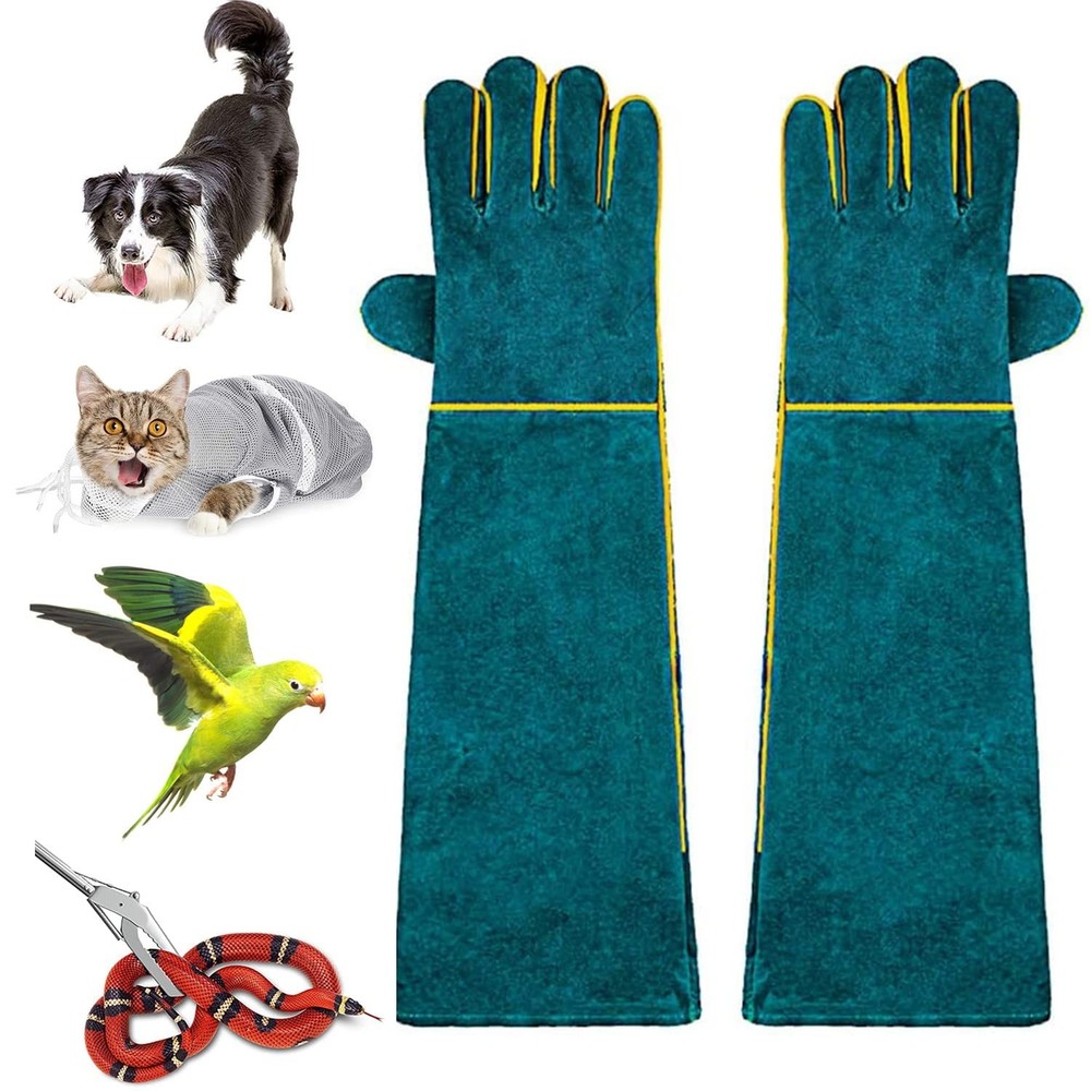 Animal Handling Anti-Bite Gloves, Reinforced Leather Welding Gloves for Garde…