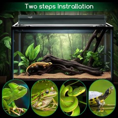 T8 Reptile Light Fixture Combo Kit 15W 18.3IN Green Fluorescent Tube 10.0 UVB Li