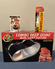 Zoo Med Combo Deep Dome Dual Lamp Fixture WITH UVB and 100W bulb