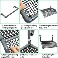 Hanging Turtle Basking Platform with Adjustable Height and Climbing Ramp in Grey