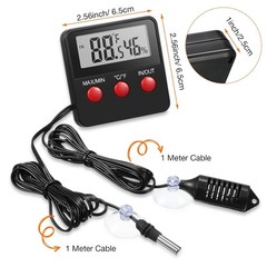 Weewooday 2 Pcs Reptile Thermometer and Humidity Gauge Black