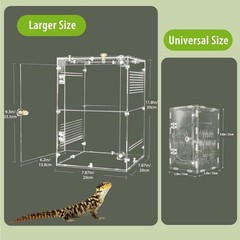 Acrylic Jumping Spider Enclosure Removable Divider 12x8x8 Inch Reptile Tank