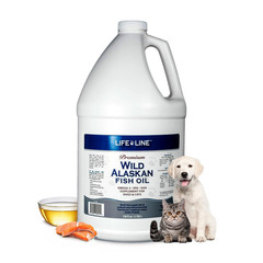 Life Line Pet Nutrition Wild Alaskan Fish Oil for Dogs and Cats 128oz, orange