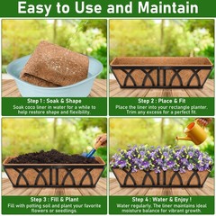 Riare 2 Pack 36 Inch Rectangle Coconut Liners for Planters, Natural Coconut F…