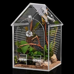 Jumping Spider Enclosure 5x5x8 Inch Seamless Acrylic Terrarium Front Opening