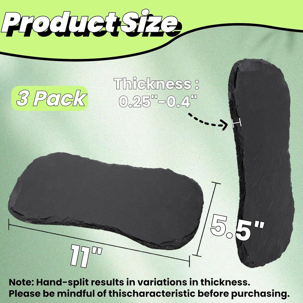 3 Pack Reptile Basking Platform 11 X5.5 Tortoise Rock Plates Bearded Dragon Slab
