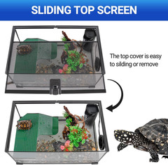 REPTIZOO Glass Turtle Tank Kit, 10 Gallon Turtle Tank Starter Kit with Drainage