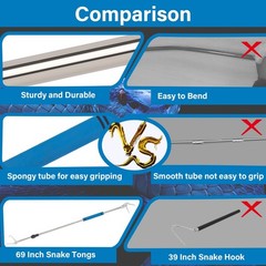 Snake Grabber Tool, 69″ Snake Tongs Long Handle for Rattlesnake Reptile Tongs…
