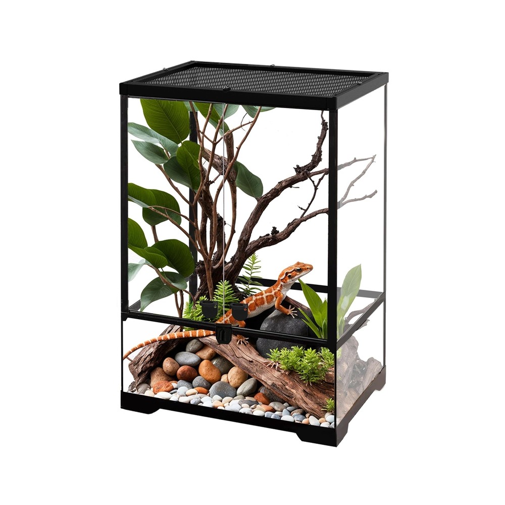 10 Gallon Professional Glass Terrarium 12″x12″x18″ Durable Reptile Habitat Ta…