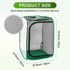 Outdoor Butterfly Habitat Cage Terrarium [Black with Green, 24 x 24 x 35 Inch]