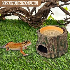 3 in 1 Reptile Hide Cave W/ Removable Sump & Humidity Water Dish,Reptiles