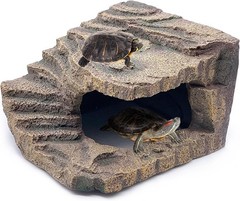 Reptile Cave Hideout for Turtles and Lizards Natural Design with Climbing Ramp