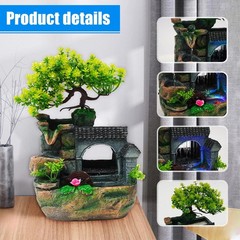 Tabletop Waterfall Fountain – 11 in Rockery Humidifier with Color-Changing LE…