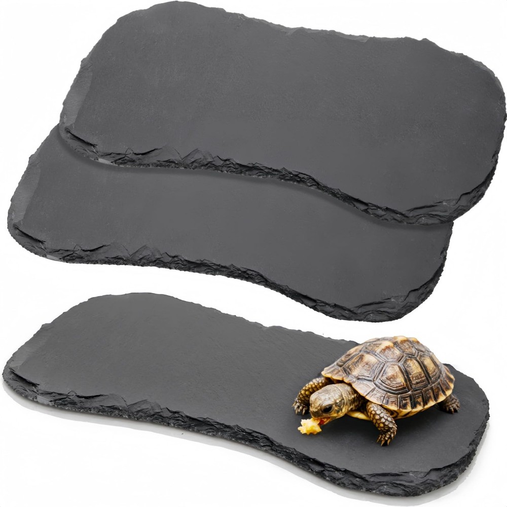 3 Pack Reptile Basking Platform, 11”x5.5” Tortoise Rock Plates, Bearded Dra…