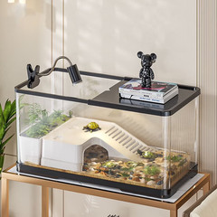 Turtle Tank, Turtle Aquarium with Basking Platform and Bottom Drainage,Basking L