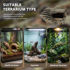 Extra Large Resin Reptile Cave Hideout, Rock-Style Basking Platform, Aquarium…