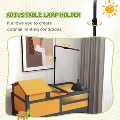 Tortoise Habitat with Adjustable Lamp Holder, Storage Shelf, Yellow