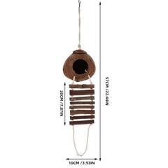 Reptile Hide Coconut Cave, Natural Hanging Shell Hut with Rope Ladder for Cre…