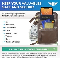 Hero Travel Supply RFID Blocking Neck Wallet Brown