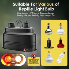 Dual Reptile Light Fixture Separate Switches Max 160W Each Heat Lamp Dome