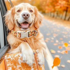 Fall Dog Collar Cute Autumn Leaves Puppy Collar – Light Comfortable Adjustabl…