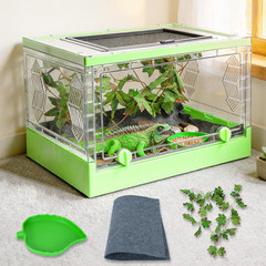 Travel Foldable Reptile Terrarium with Sliding Door Portable Spider Enclosure, L