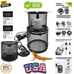 2 PCS Retractable Reptile Heat Lamp Guard,Reptile Anti-Scald Mesh Cage Guard …