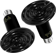 Reptile Heat Lamp 100W 2-Pack Ceramic Heat Emitter, No Light Emitting Heat Bulbs