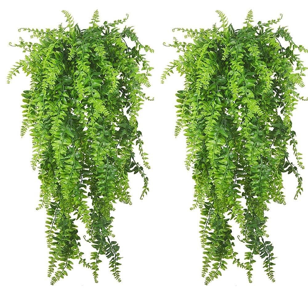 2 Pcs Green Hanging Reptile Plants Fake Boston Climbing Vines