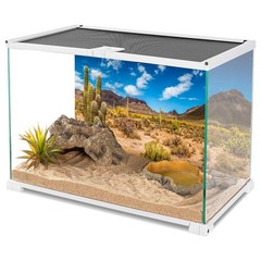 AWERT 36×18 inches Reptile Habitat Background Blue Sky Oasis Cactus Desert Terra