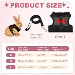 Rabbit Harness and Leash Small Pet Cute Vest Harness Leash L Black