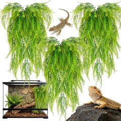 3PCS Artificial Terrarium Plants Lifelike Reptile Habitat Vines Fake Hanging