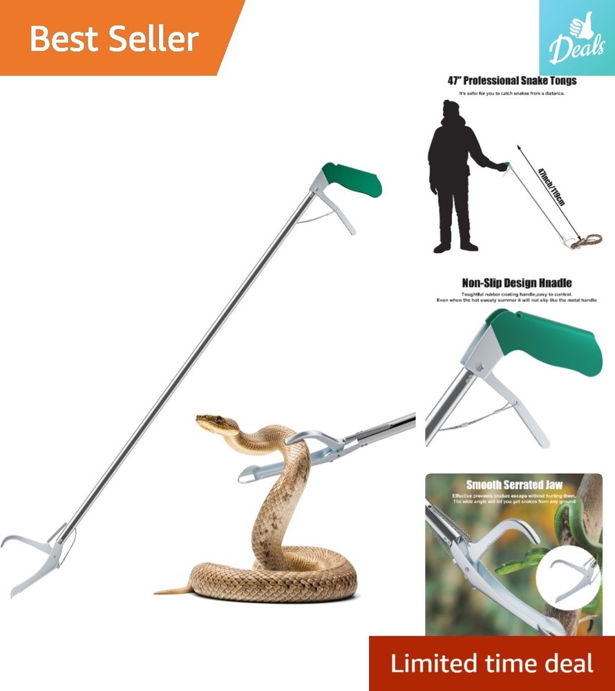 Durable 47″ Stainless Steel Snake Tongs – Essential Tool for Reptile Enthusiasts