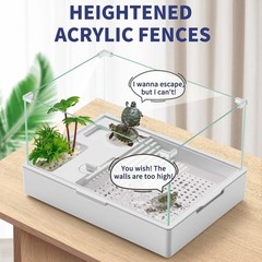 Small Turtle Tank Kit(Tank + Light + Water Pump), Acrylic Turtle Tank Starter…