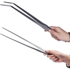 15inch Aquarium Tweezers Set Stainless Steel 2pcs Straight Curved Feeding Tongs
