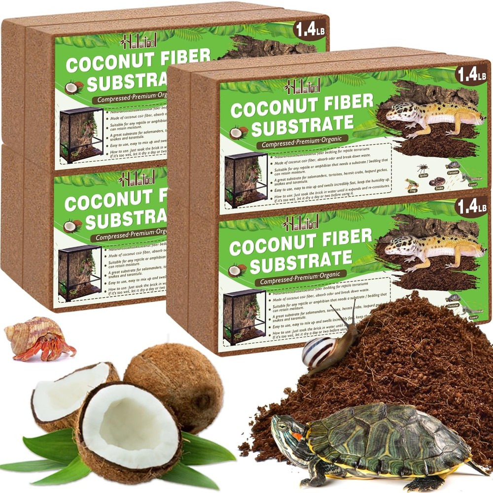 8 Pack Compressed Coconut Fiber Substrate for Reptile, 100% Organic Premium C…