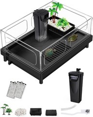 Small Turtle Tank Aquarium with Basking Platform, Acrylic Terrarium, Filter
