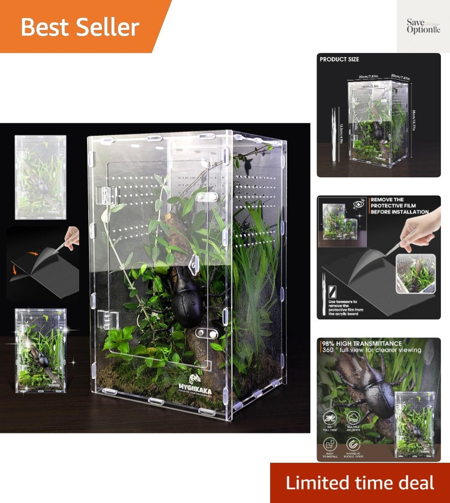 Acrylic Jumping Spider Enclosure – Insect Terrarium for Spiders, Mantises, Ta…