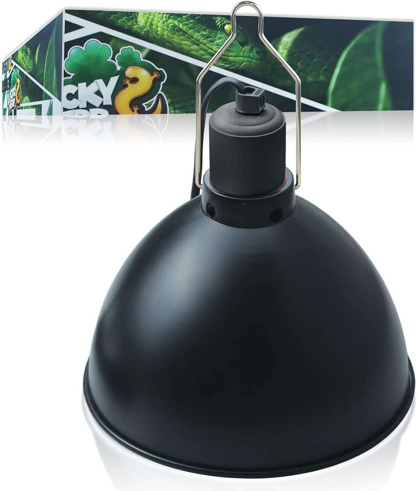 LUCKY HERP Aluminum 8.1″ Dome Reptile Light Fixture for UVB, Basking Heat Bulbs