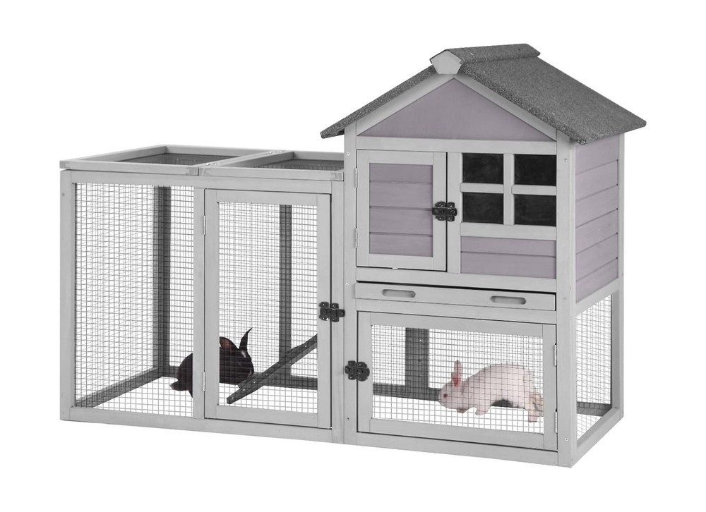 Indoor Outdoor Rabbit Hutch, Large Bunny Cage Small Animal Houses & Habitats,…